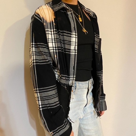 Upcycled plaid and denim shirt - Picture 4 of 8